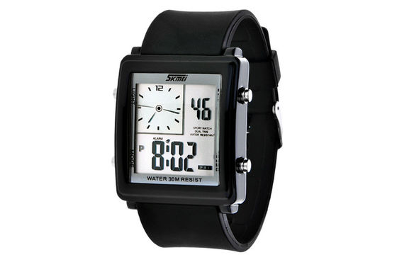 Unisex- Wit LCD Analoog Horloge 3 het Silicone LEIDENE van ATM Gr Backlight Horloges