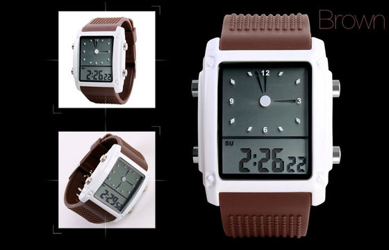 LCD Analoog Horloge, het Alarm Digitale LCD van de Vrouwen Dubbele Tijd Horloges
