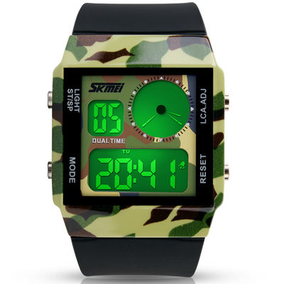 LCD van de legerkleur Analoog Horloge